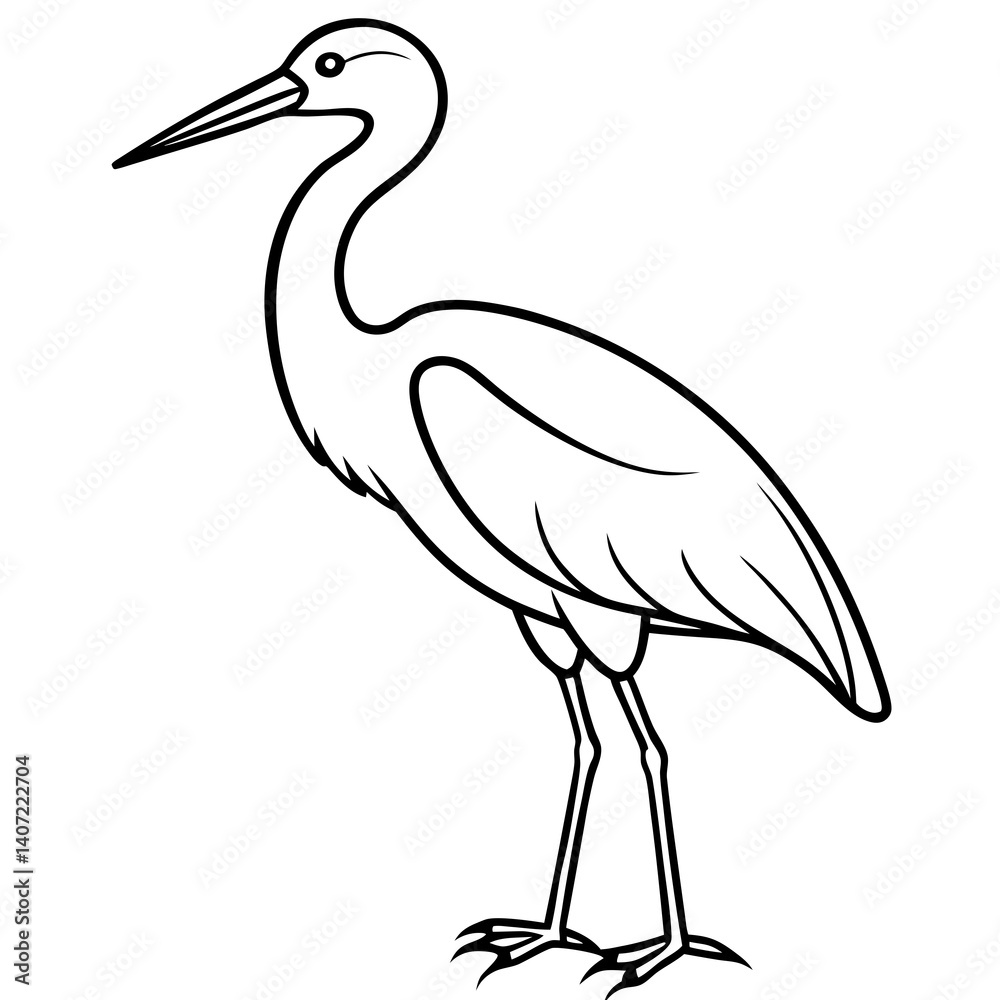 Fototapeta premium Minimalist Stork Line Art Vector