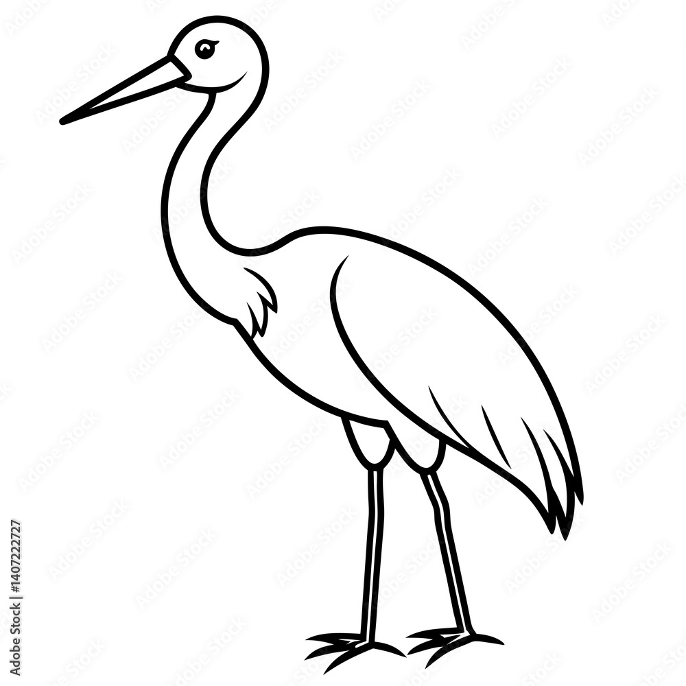 Naklejka premium Minimalist Stork Line Art Vector