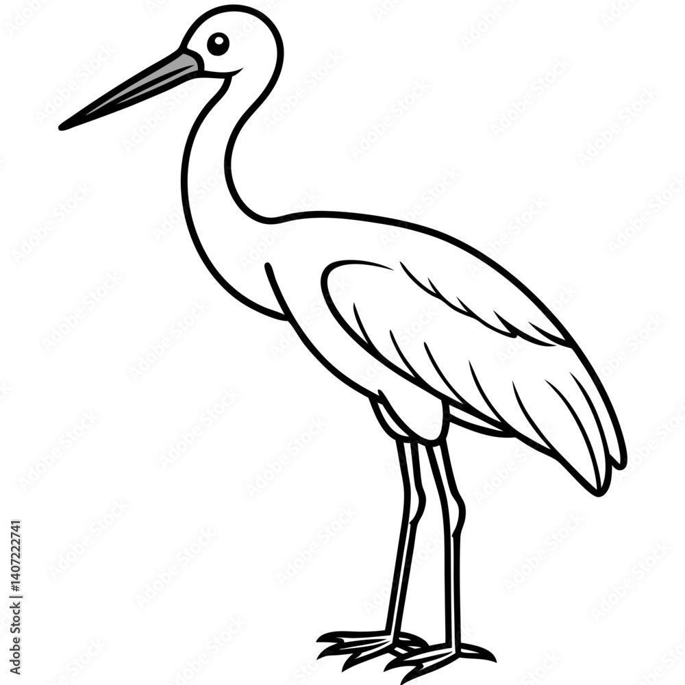 Obraz premium Minimalist Stork Line Art Vector