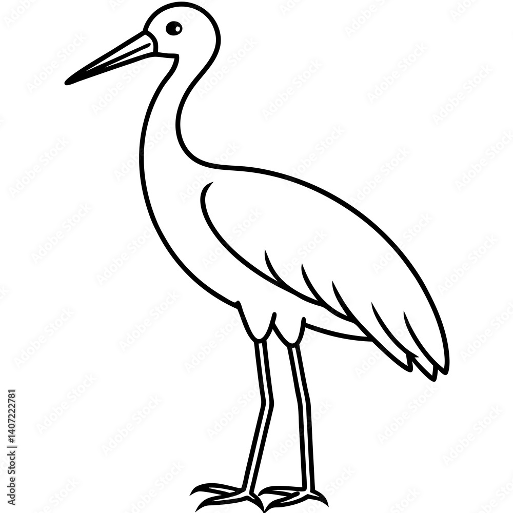 Obraz premium Minimalist Stork Line Art Vector