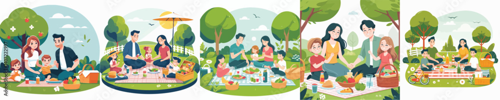 Vector of a family having a picnic. Vector of a family having a picnic.