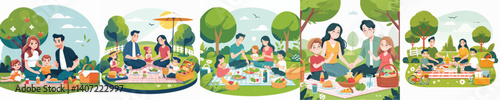 Vector of a family having a picnic.