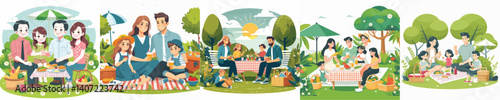 Vector of a family having a picnic.
