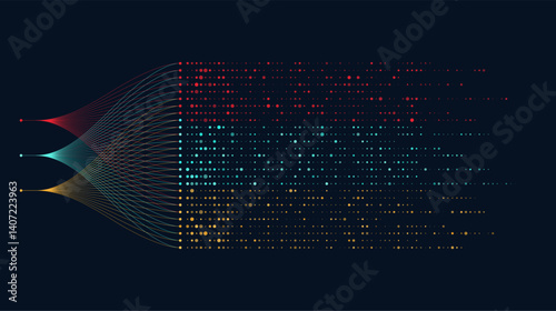 Big data visualization. Social network, financial analysis of complex databases. Data mining. Vector technology background. Information analytics concept.