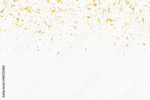 Glittering confetti on a transparent background. Gold confetti