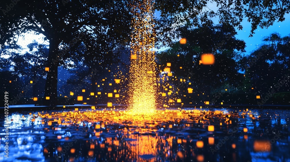 Stunning Dynamic Light Display Above Serene Water Surface at Night