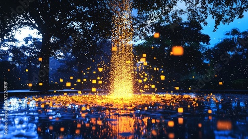 Stunning Dynamic Light Display Above Serene Water Surface at Night