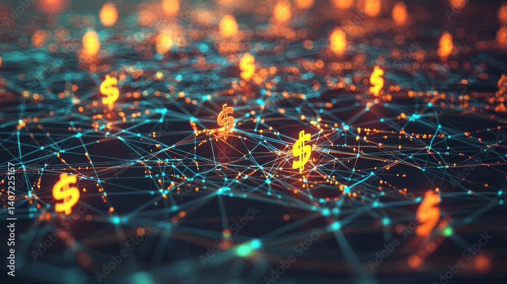 Geometric Network Visualization with Dollar Symbols and Lights