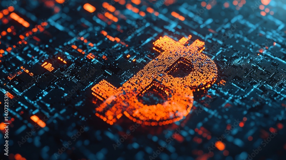 Vibrant Minimalist Bitcoin Design with Abstract Digital Elements