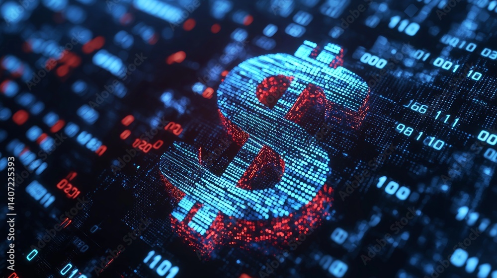 Minimalist Digital Finance Design Featuring Dollar Symbol in Grid