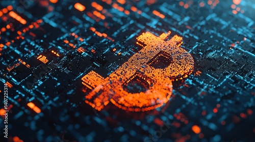 Vibrant Minimalist Bitcoin Design with Abstract Digital Elements
