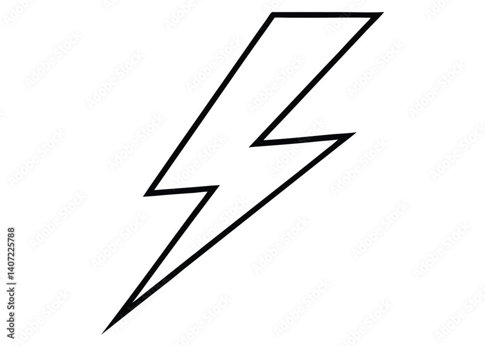Thunderbolt line art silhouette vector for energy, power, and storm themes Thunderbolt line art silhouette vector for energy, power, and storm themes