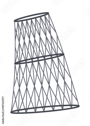 Fish net icon, isolated fishnet and fish scoop. Mesh tool used for catching. Device for safely transferring fish from one container to another or water. Vector cartoon illustration