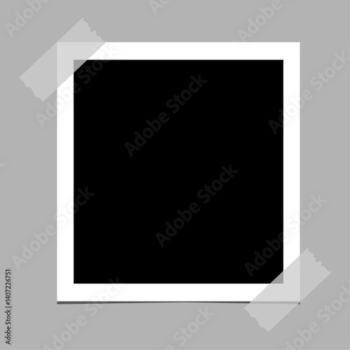 Realistic photo frame with sticky tape
