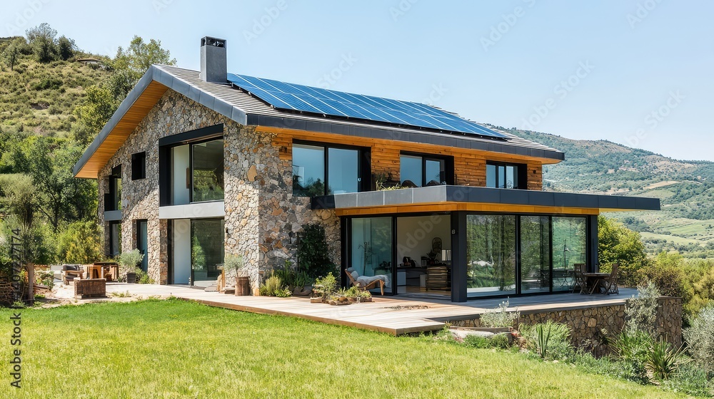 fusi modern house with solar panels on the roof fusi modern house with solar panels on the roof
