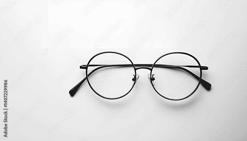Glasses with black frame on white background Glasses with black frame on white background