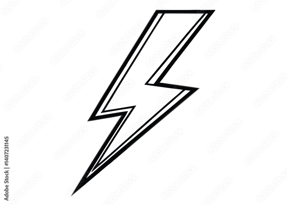 Thunderbolt line art silhouette vector for energy, power, and storm themes Thunderbolt line art silhouette vector for energy, power, and storm themes