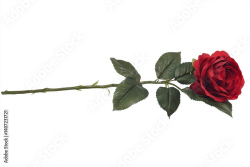 A single red rose isolated on white background.