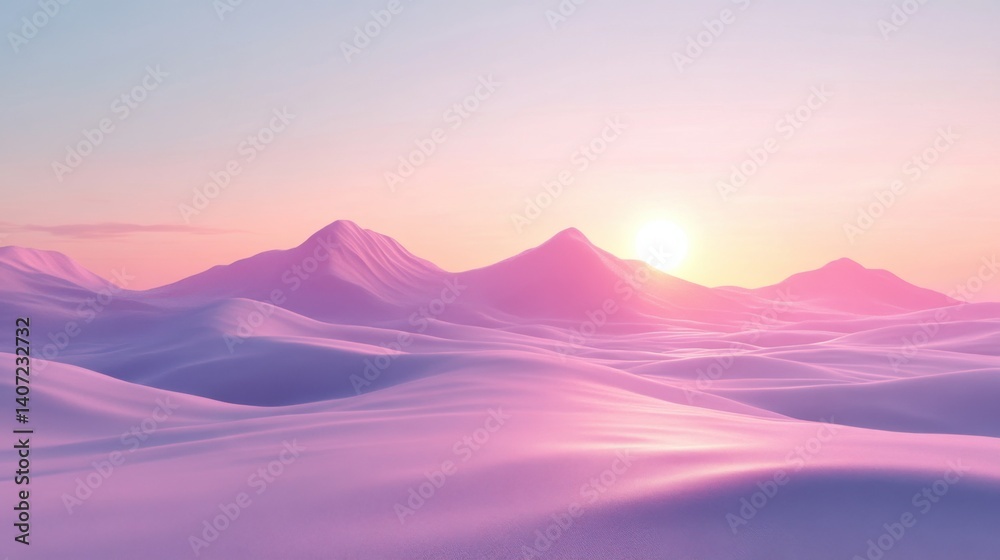 Fototapeta premium A minimalist desert scene with gentle sand patterns and soft sunlight
