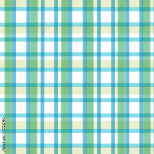 Light blue and fresh green plaid check pattern with clean woven texture. Seamless bright checkered background, ideal for spring designs, fabric, wallpaper, stationery, packaging, and casual decor.