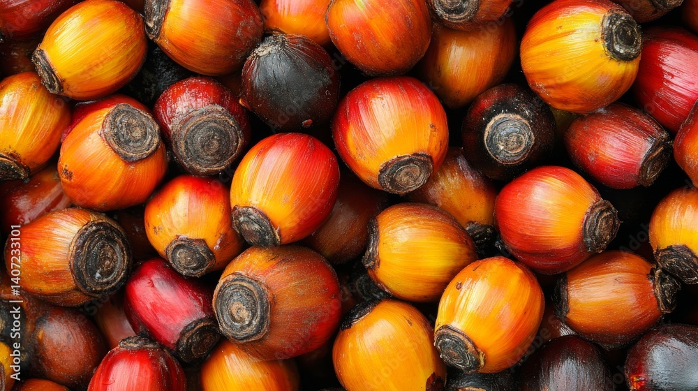 Obraz premium A close-up of guarana fruits reveals their bright red shells and black seeds, which are used to produce guarana powder, a common ingredient in Brazilian soda