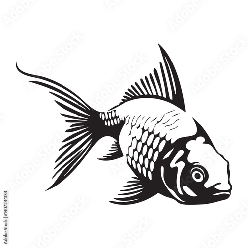 Goldfish silhouette vector black image single