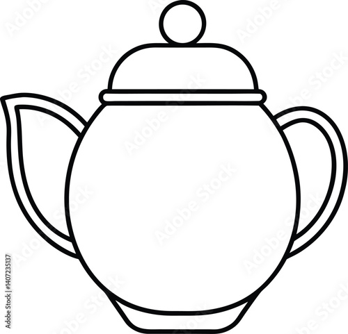 Teapot Double Outline Icon Line Art Drawing Vector | Tea Time, Kitchenware & Minimal Drink Design