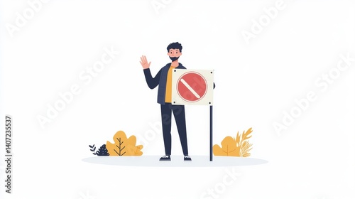 The idea of avoiding danger and risk is conveyed through an image of a businessman holding a crossed and stop sign, symbolizing the prohibition or restriction of something due to its illegal, wrong,