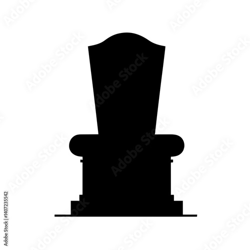 Minimalist black silhouette of a throne hieroglyph representing kingship