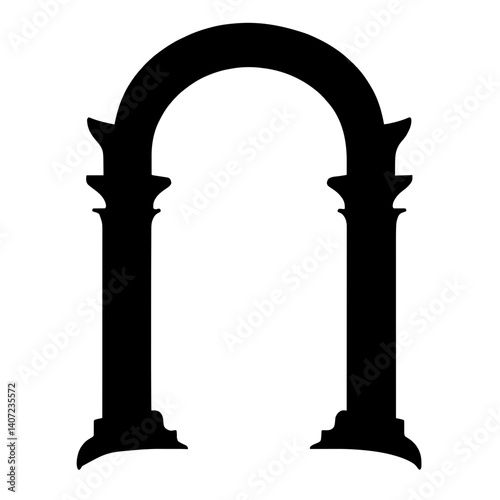 Minimalist black silhouette of a cartouche design encircling royal names