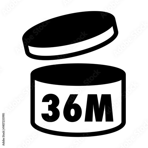 Pao symbol 36m black color vector isolated on white background. Period after opening icon 10 eps