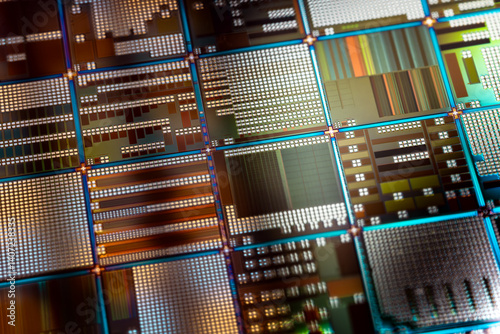 Obraz na płótnie Silicon semiconductor wafer close-up