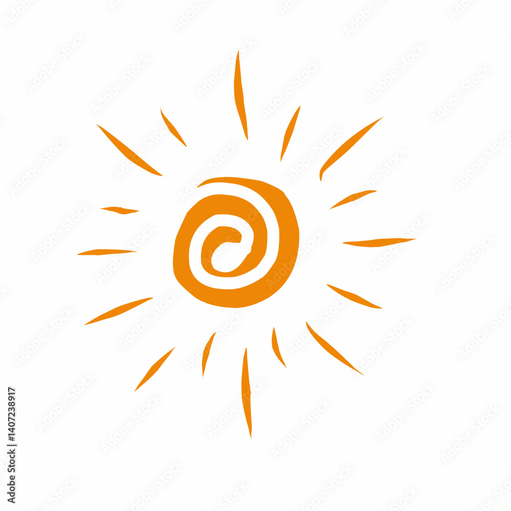 Fototapeta premium Radiant Spiral Sun Icon, Abstract Circular Vector with Warm Tones