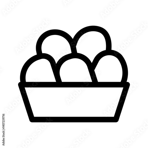 minimalist nugget container icon with rounded bowl and multiple nuggets - flat icon for apps and websites
