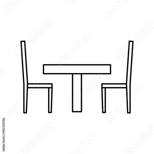 minimalist dining table icon with two chairs - flat icon for apps and websites
