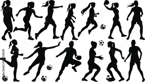Dynamic silhouettes of soccer players in action a thrilling night game dark background subtle motion