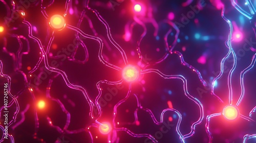 Cyberpunk themed ai chip featuring a pulsing neon current with electrified patterns