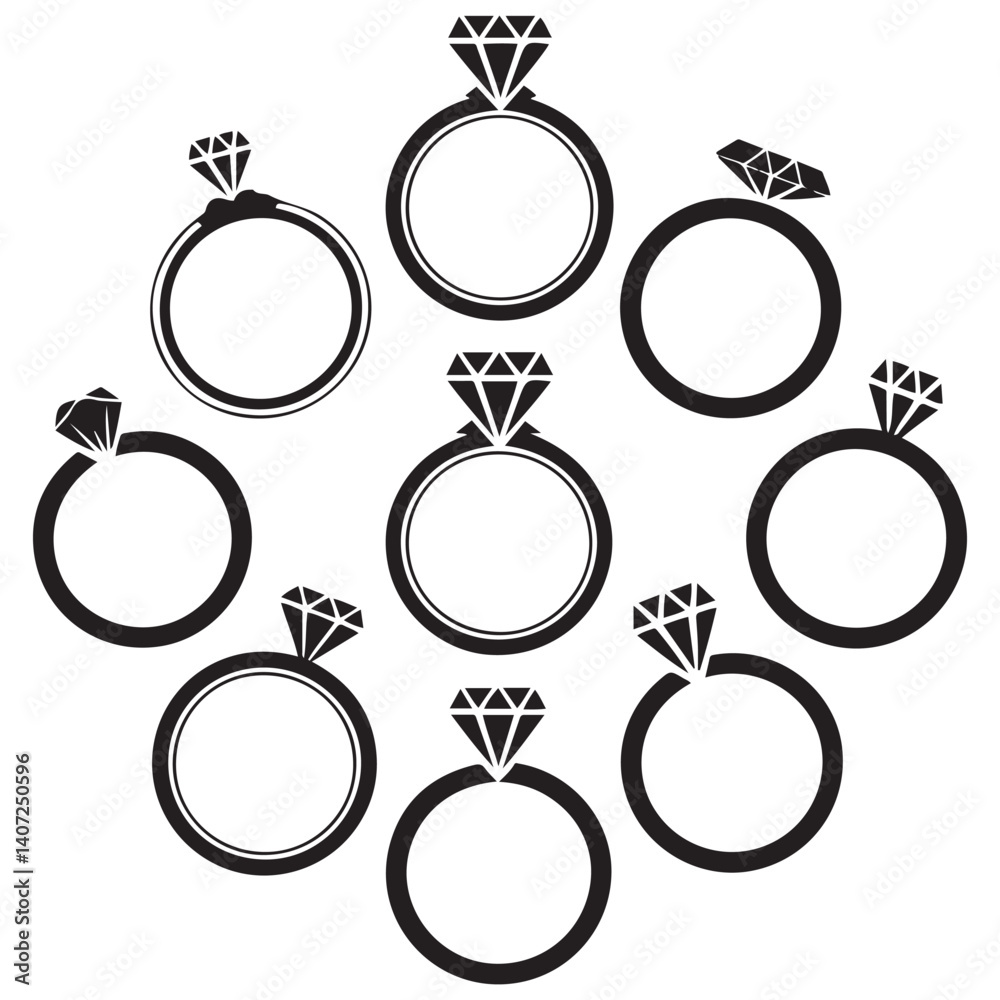 Wedding Rings Vector Black silhouettes. with white background Wedding Rings Vector Black silhouettes. with white background