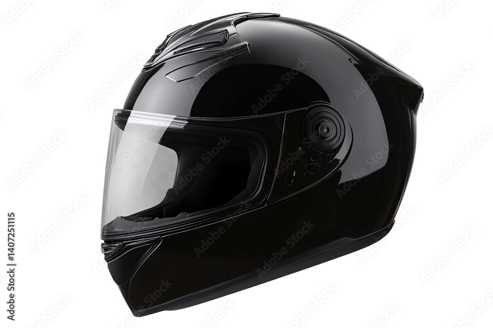 a black motorcycle helmet with a clear visor a black motorcycle helmet with a clear visor