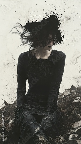 Melancholy Figure in Ruins photo
