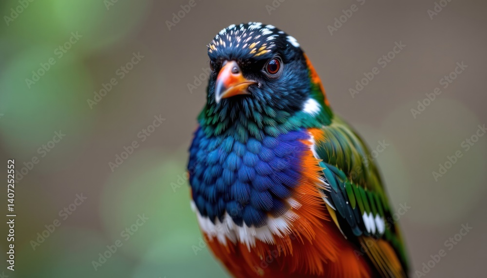 Fototapeta premium Vibrant Blue Capped Kingfisher Portrait Exotic Bird Close up Colorful Plumage Wildlife Photography