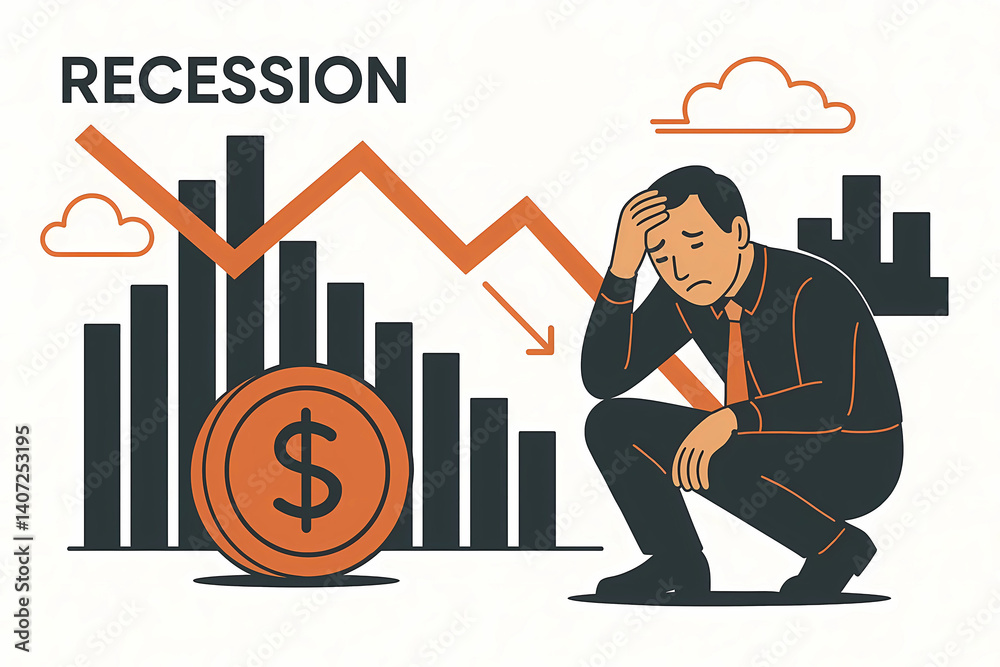 Illustration in minimalistic style, world economical problems