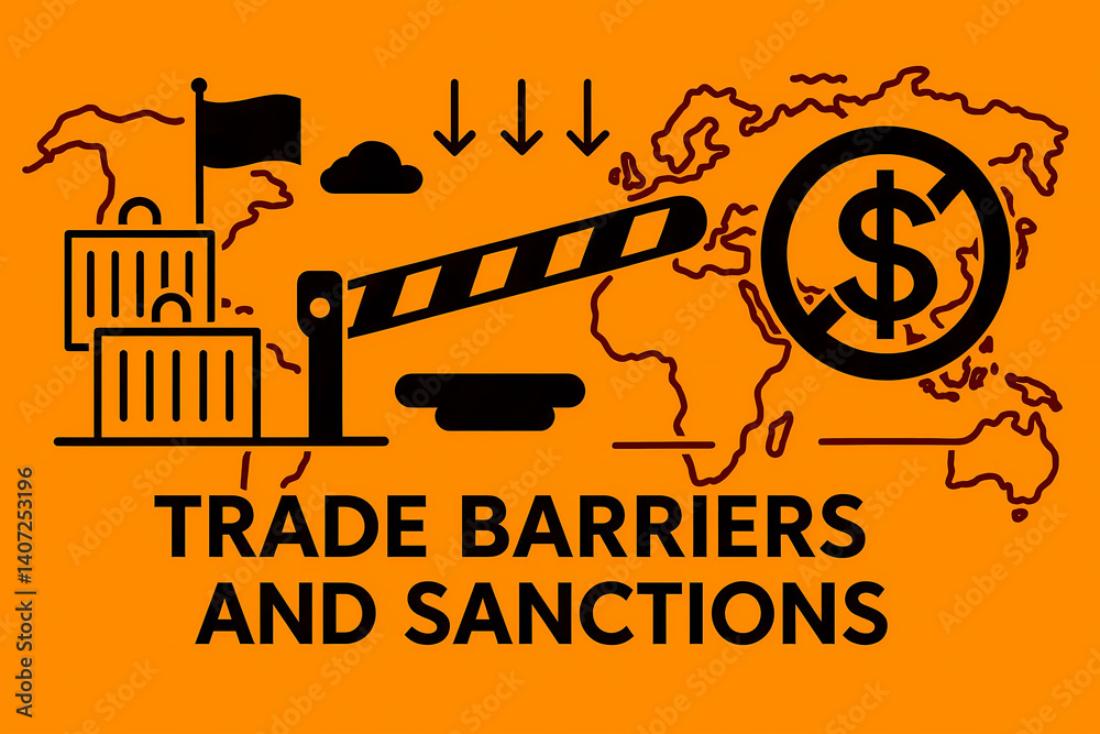 Illustration in minimalistic style, world economical problems