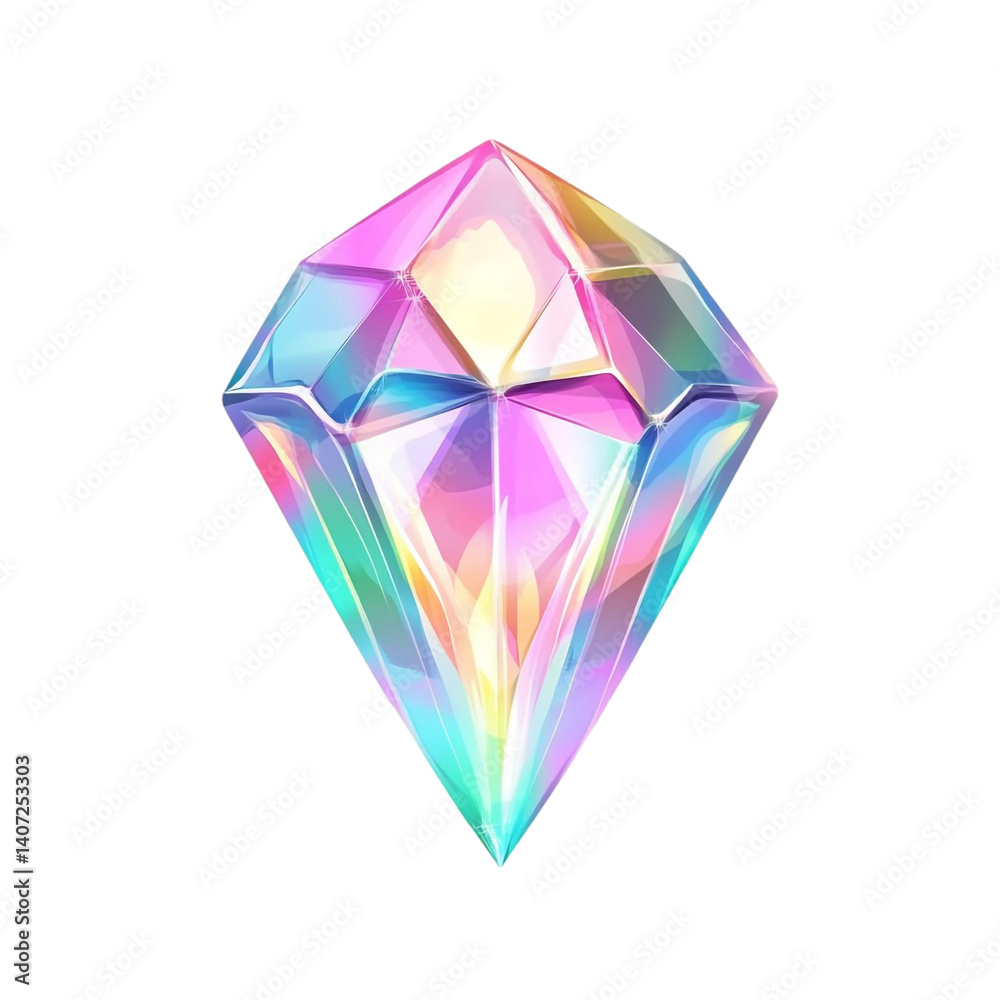 Iridescent gemstone glowing brightly a colorful crystal treasure Iridescent gemstone glowing brightly a colorful crystal treasure