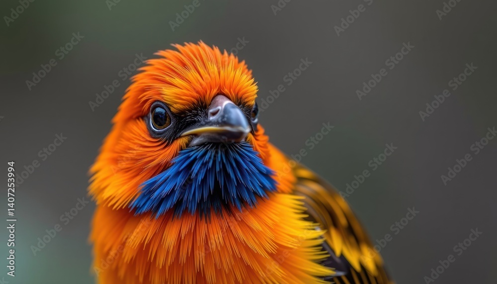 Fototapeta premium Vibrant Orange and Blue Bird Close Up Exotic Avian Wildlife Photography