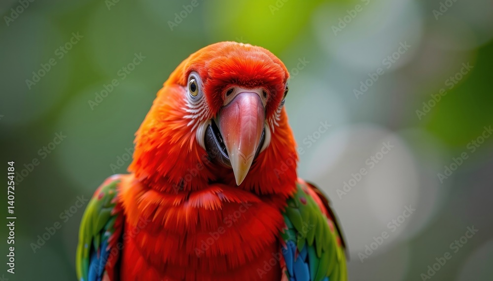 Vibrant Scarlet Macaw Parrot Close Up Portrait Exotic Bird Vivid Feathers Vibrant Scarlet Macaw Parrot Close Up Portrait Exotic Bird Vivid Feathers
