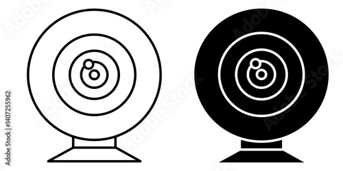 Web Camera Icon – Color Outline and Solid Style, Video Communication Device Vector Illustration