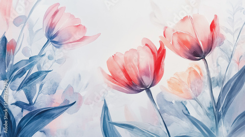 Elegant wedding invitation card background . Minimal hand painted watercolor botanical flowers texture template background. Design for wedding, vip cover, poster, rsvp moderncard.Valentine's Day

