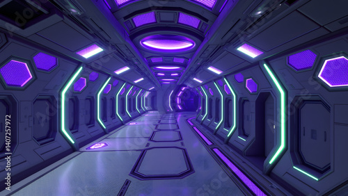 Fototapeta Naklejka Na Ścianę i Meble -  Futuristic blue digital light motion pattern an tunel