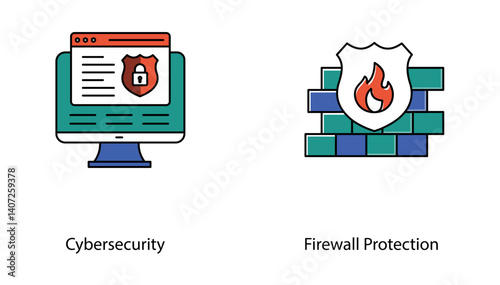 Firewall Defense Network Security Protection Cyber Icon Collection Pack